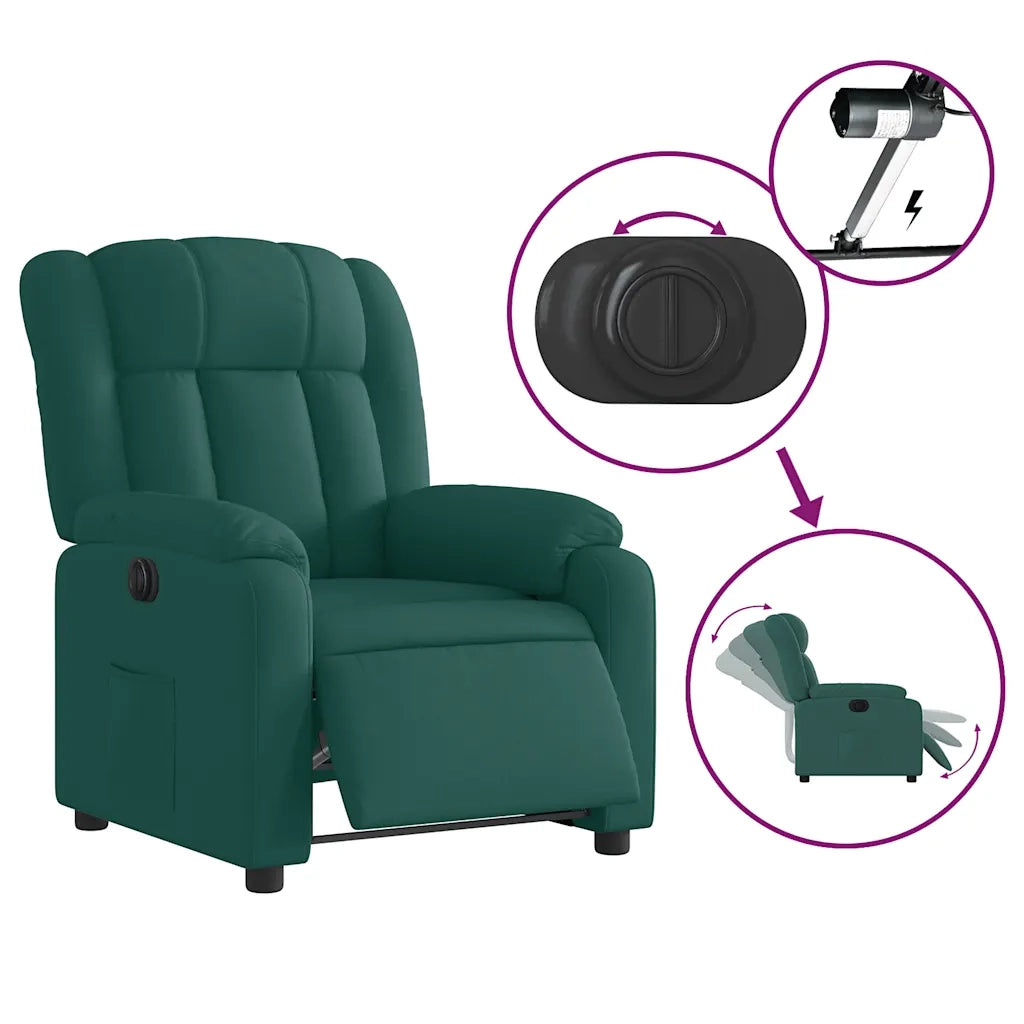 Poltrona | Sedia Relax Elettrica Reclinabile Verde Scuro in Tessuto