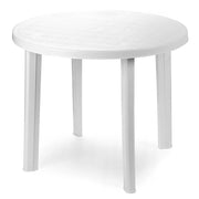 Trade Shop - Tavolo Da Giardino Bianco Rotondo In Plastica 90x72cm Resistente Arredo Esterno 008942 -