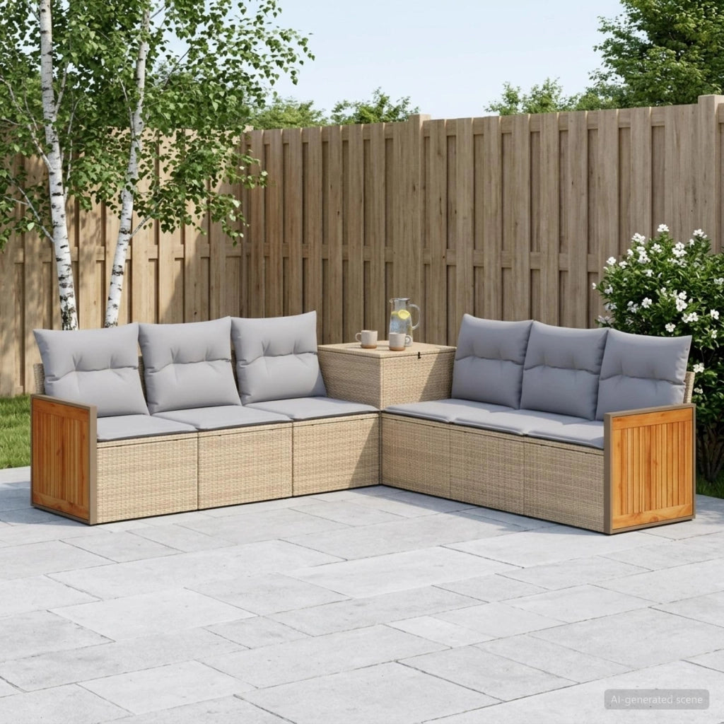 Set di divani 7 pz Beige e Grigio Chiaro 3448893
