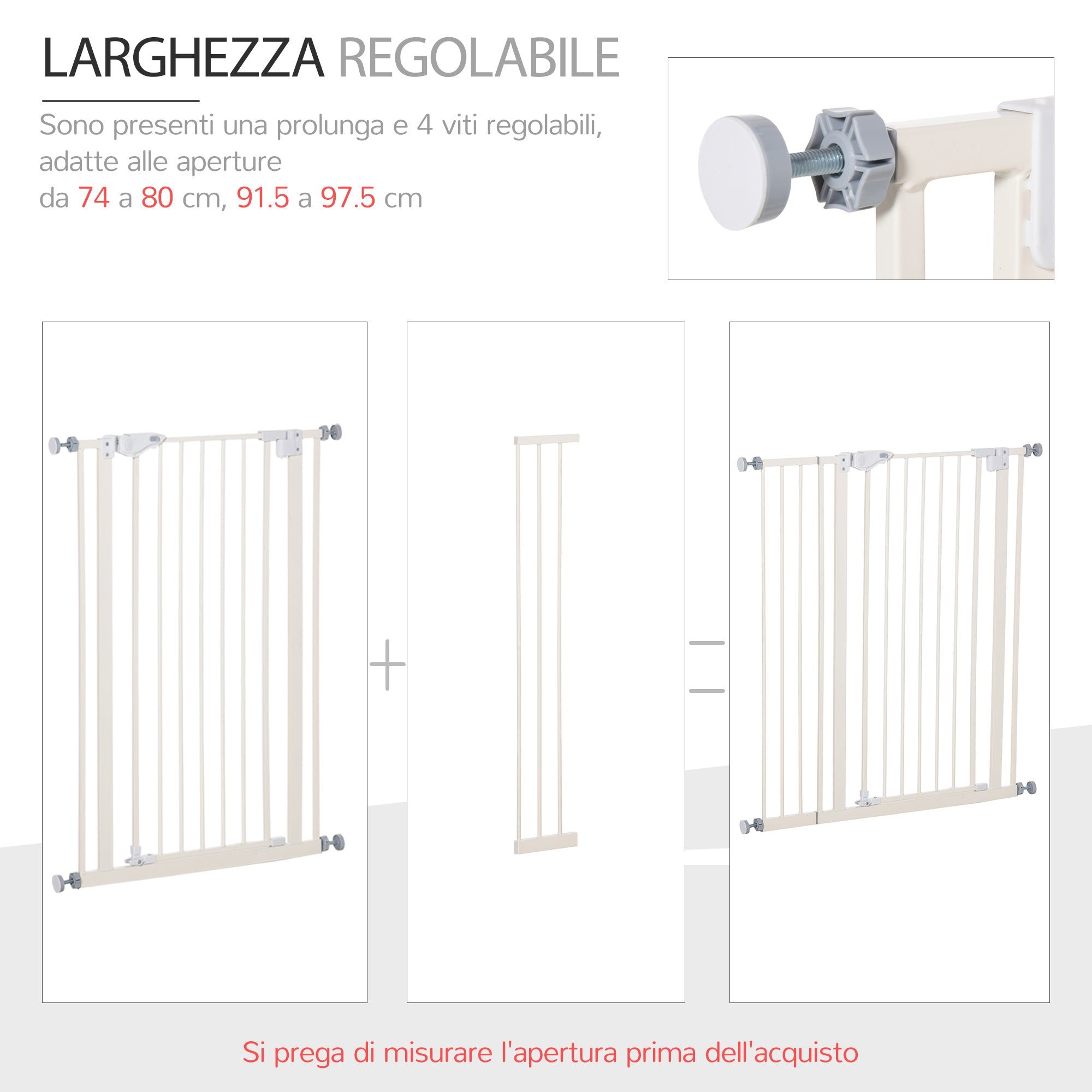 Cancelletto di Sicurezza per Cani 86x104,1 cm in Metallo e Plastica Bianco