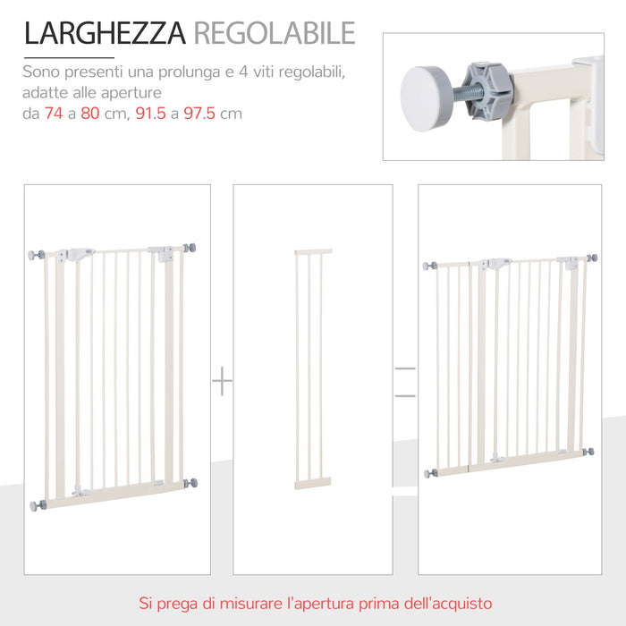 Cancelletto di Sicurezza per Cani 86x104,1 cm in Metallo e Plastica Bianco