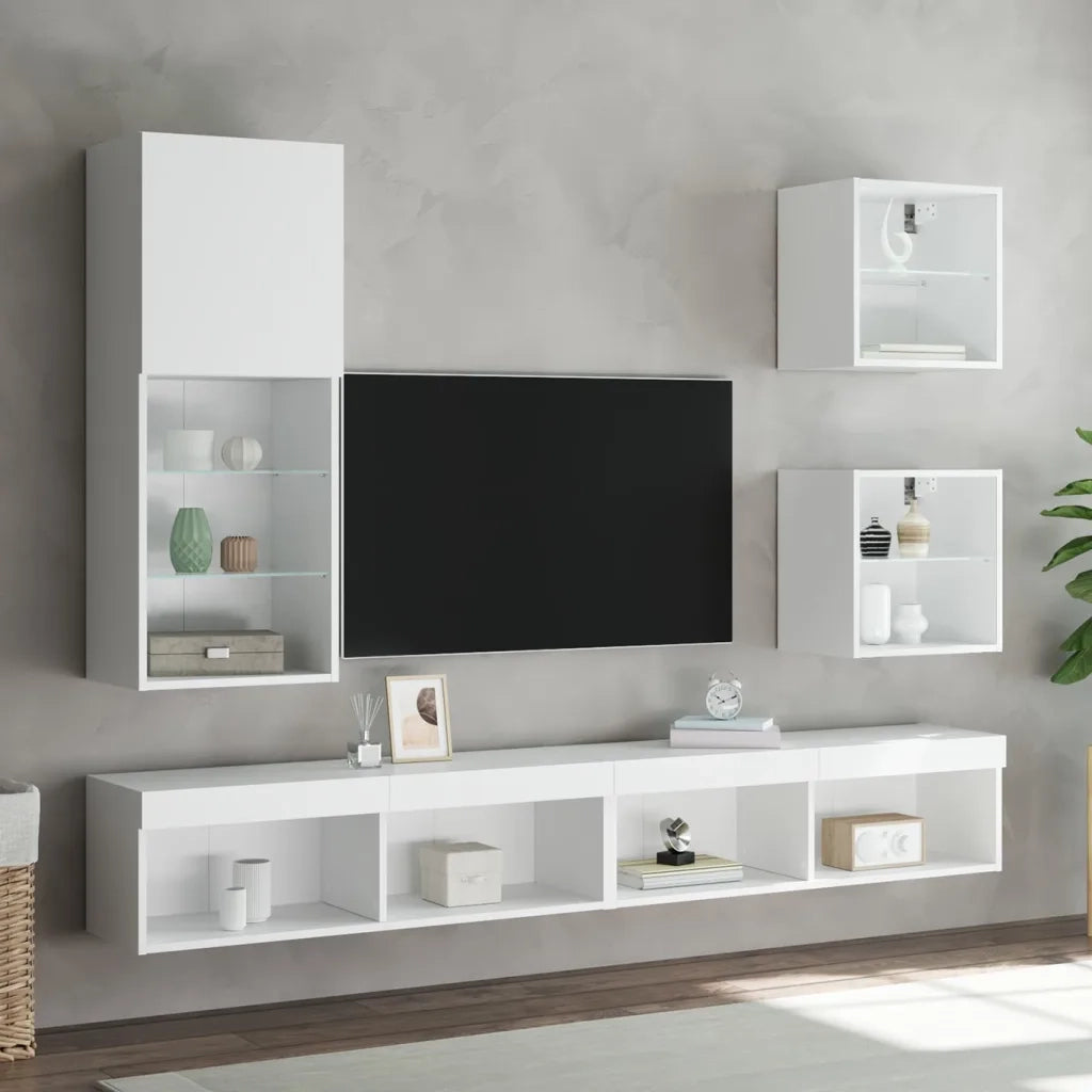 Mobile TV con Luci LED-Credenza TV-Console TV Bianco 40,5x30x102 cm