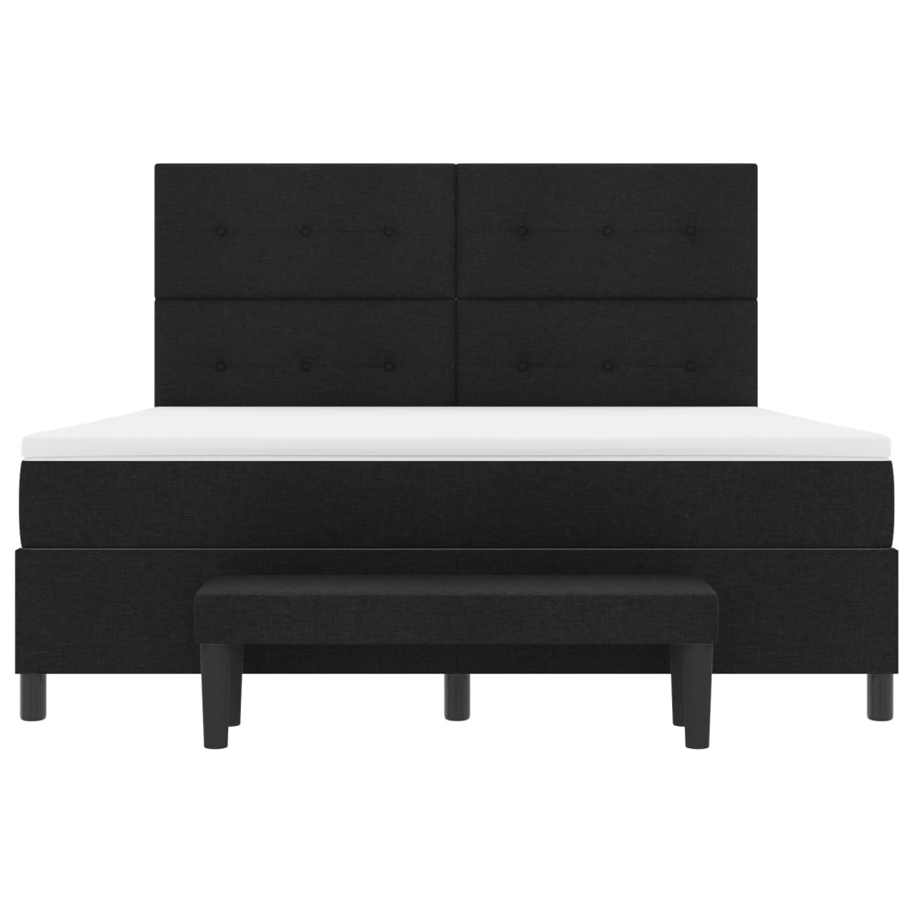 Letto Box Spring con Materasso & Panchina Nera 180x200 cm Tessuto