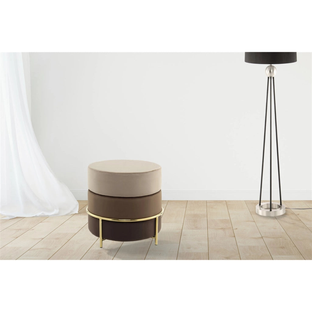 Pouf imbottito Matilda 100 in velluto marrone