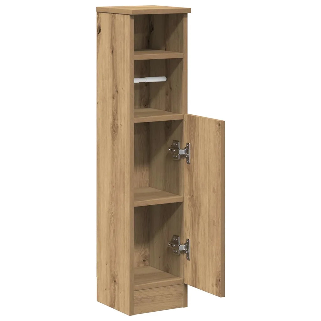 Mobile da Bagno | Armadio da bagno con Portarotolo Rovere Artigianale 20,5x22x90cm