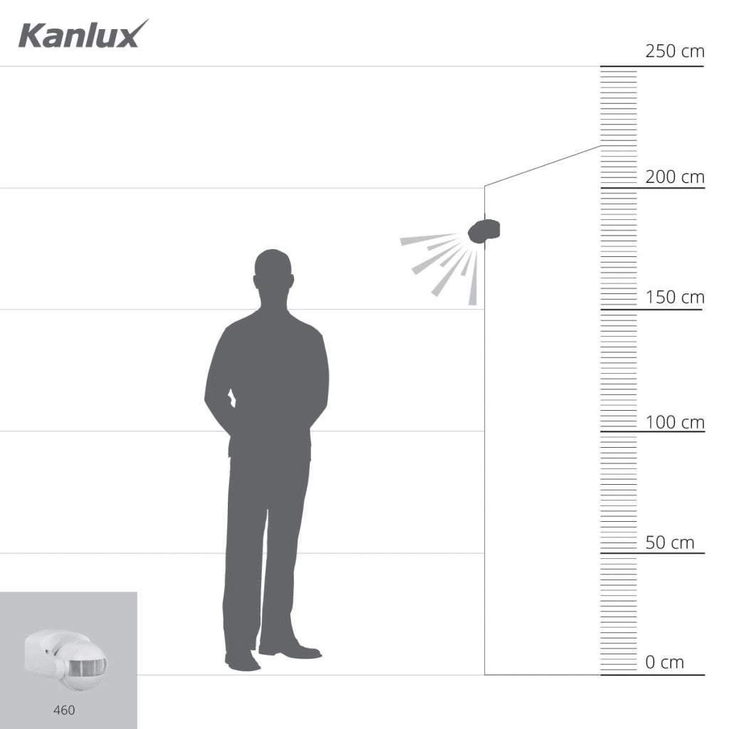Sensore PIR crepuscolare esterno 12m bianco Kanlux 460