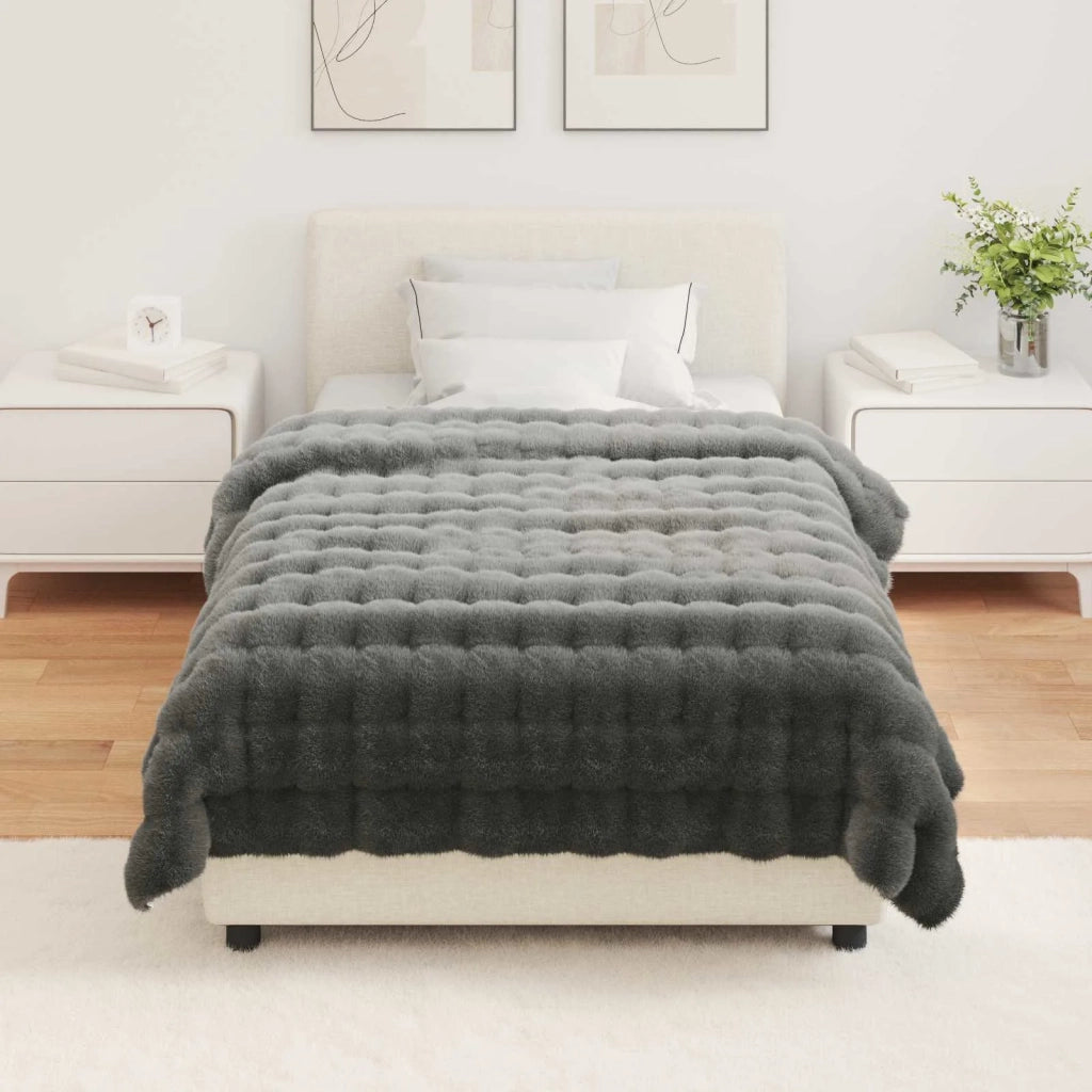 Coperta antiscivolo in sintetica di coniglio Olite Grigio Scuro 42021801