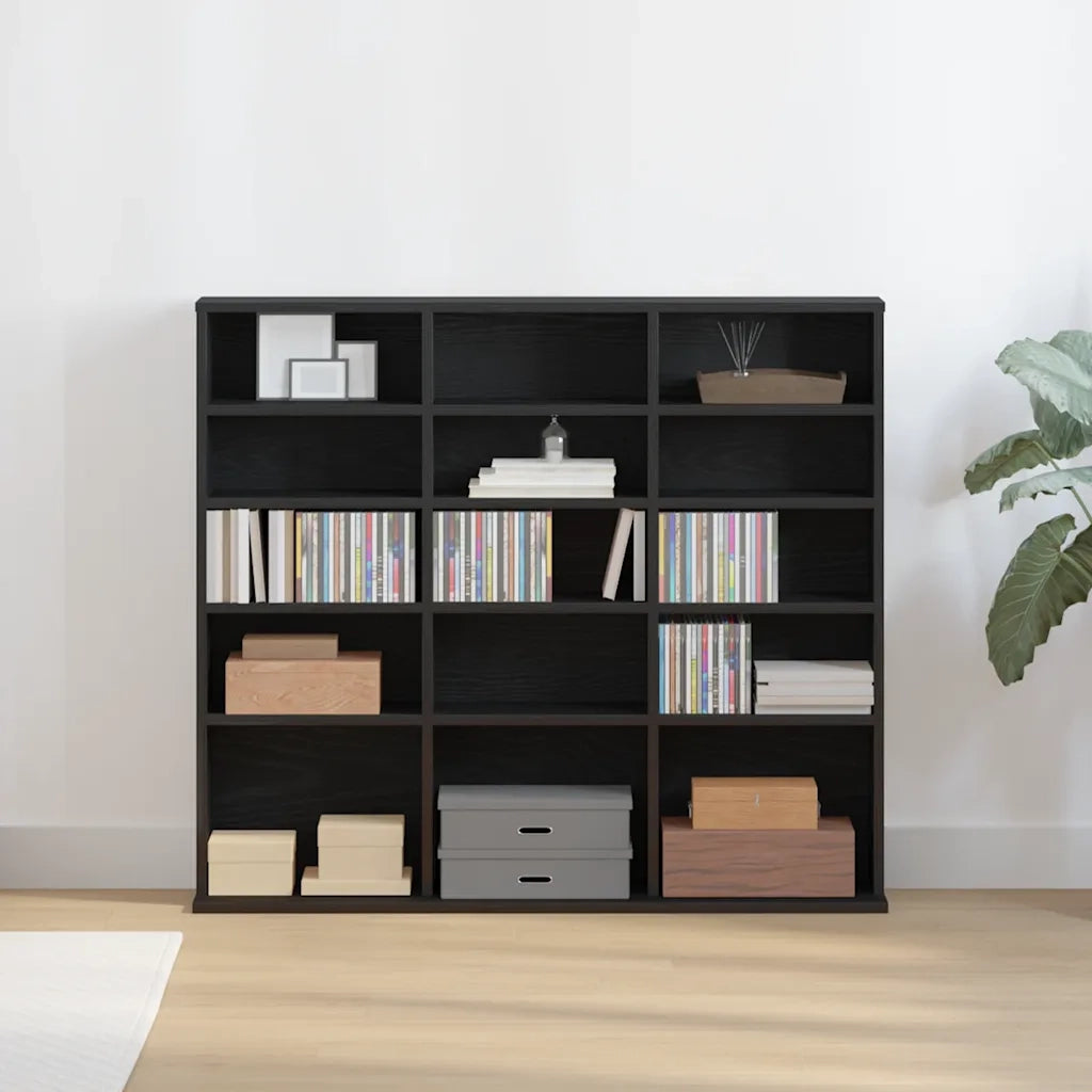 Mobile Porta CD Rovere Nero 100x23x89,5 cm Legno Multistrato 862481