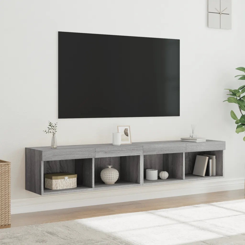 Mobili Porta TV con Luci LED 2 pz Grigio Sonoma 80x30x30 cm 837152
