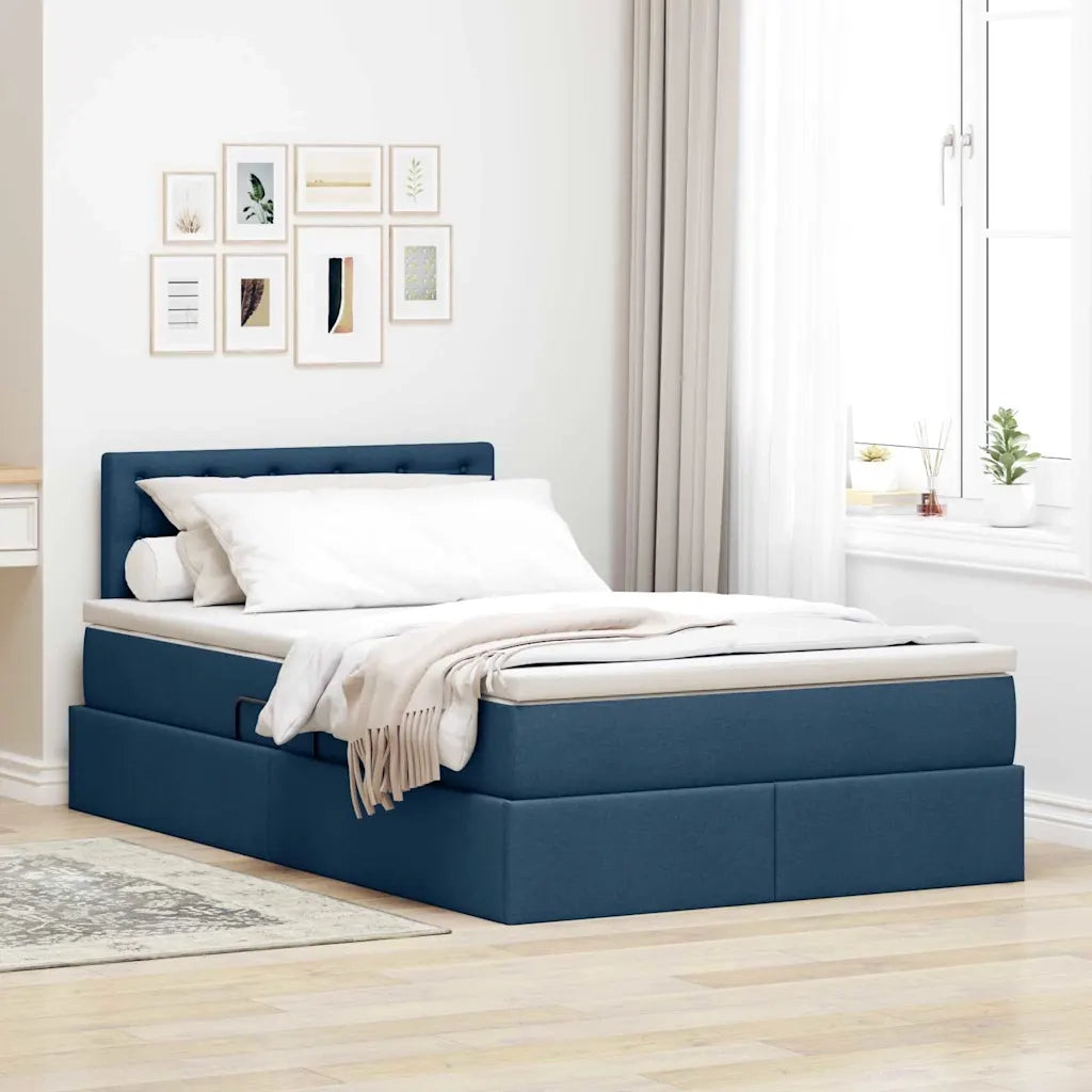 Letto con contenitore e LED con led Blu 120 x 190 cm Tessuto 3371261