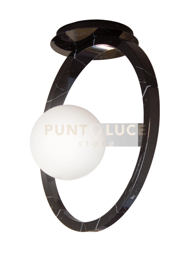 DEA-PL Lampada da soffitto 1 luce effetto marmo nero e vetro stinato attacco E27