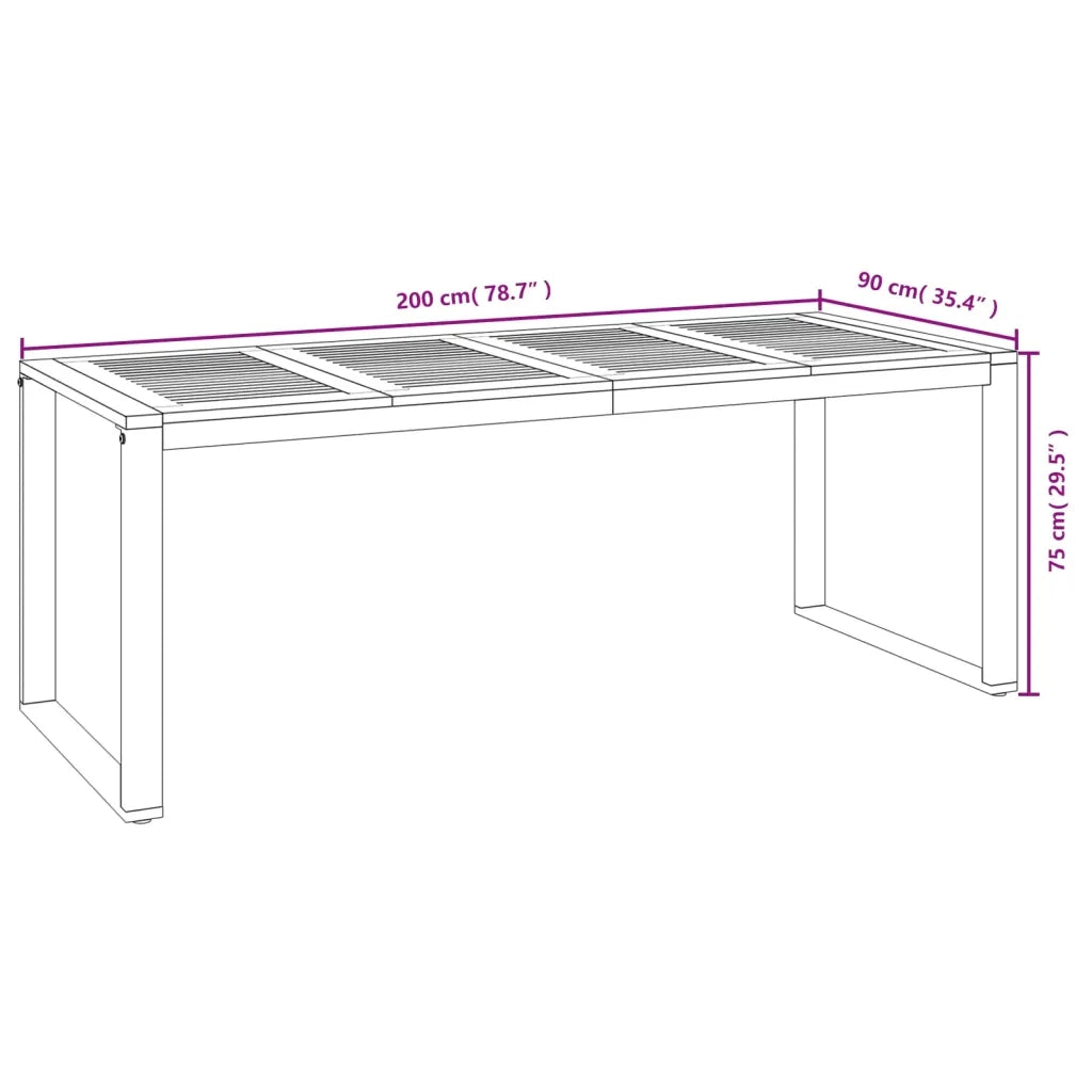 Set Pranzo da Giardino 9 pz Legno Massello di Acacia e Metallo 3155413