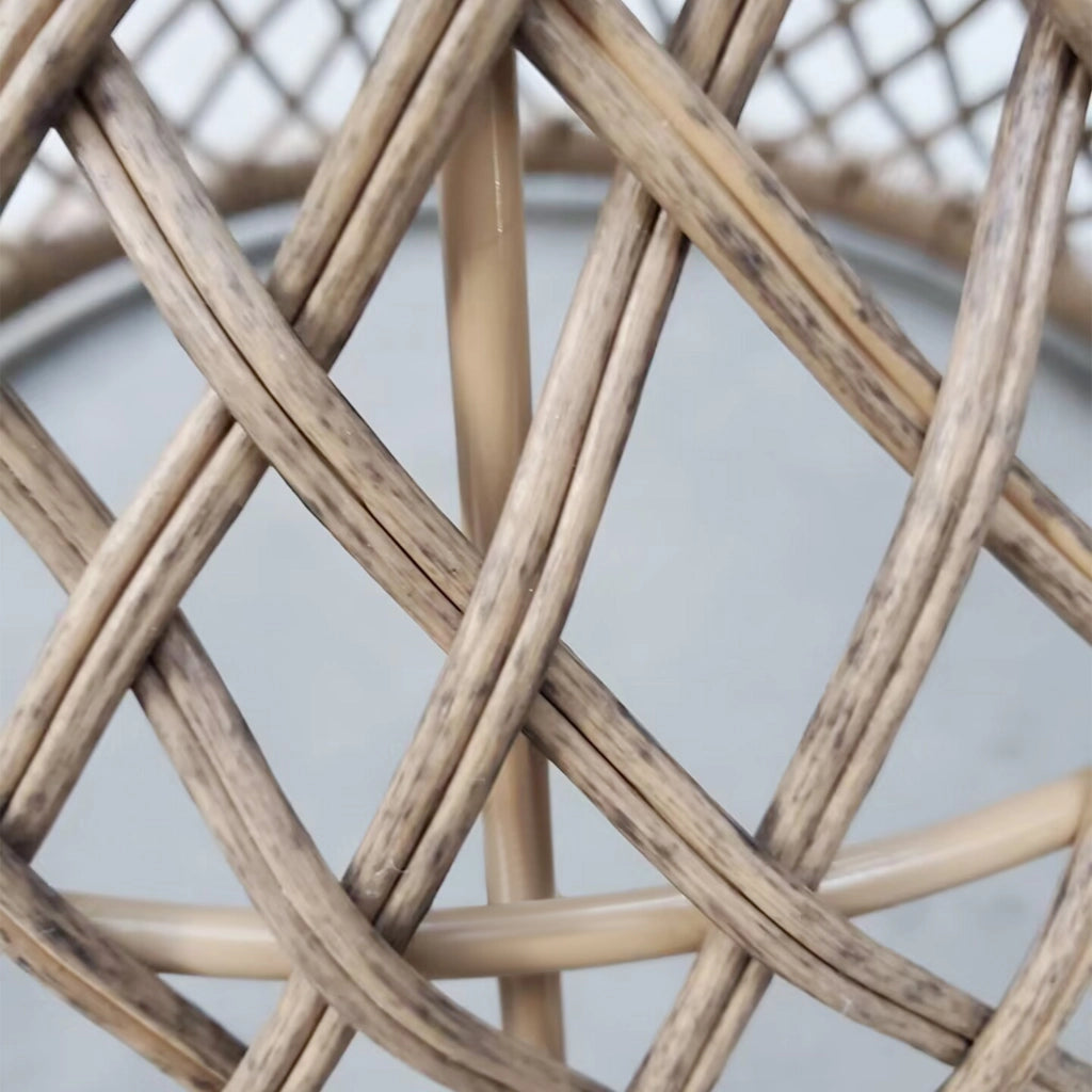 Tavolino da caff¨¨ boho ¨C Xylo ¨C vetro temperato, rattan PE naturale, 45x45x52 cm