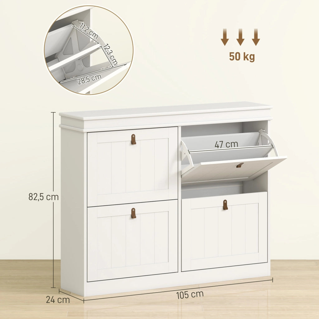 Armadio per Scarpe con 4 Ante e Ripiani Regolabili ¨C zephmum ¨C 105x24x82,5 cm