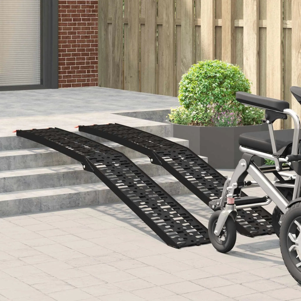 Rampe per Moto Pieghevoli 340 kg per rampa 2 pcs Nero Alluminio