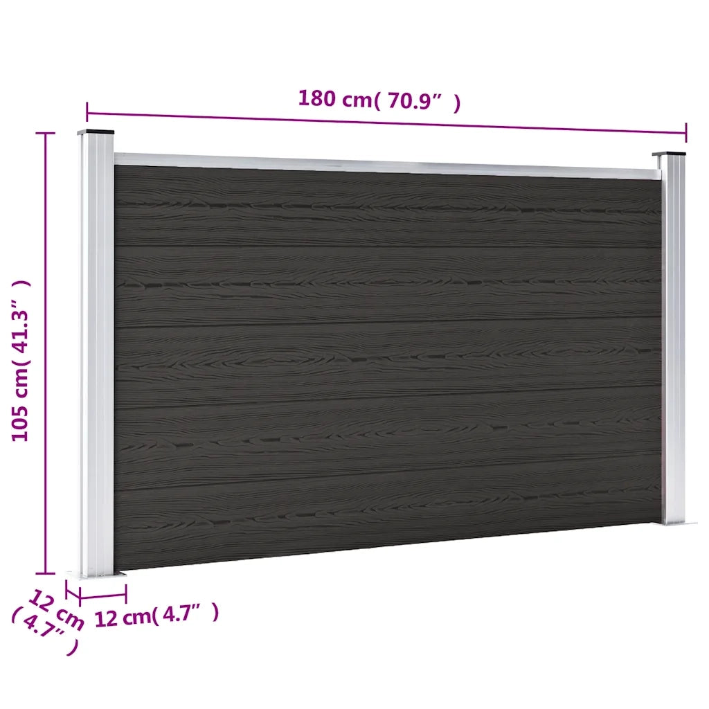 Pannello di recinzione | Recinzione da Giardino in WPC 180x105 cm Nero