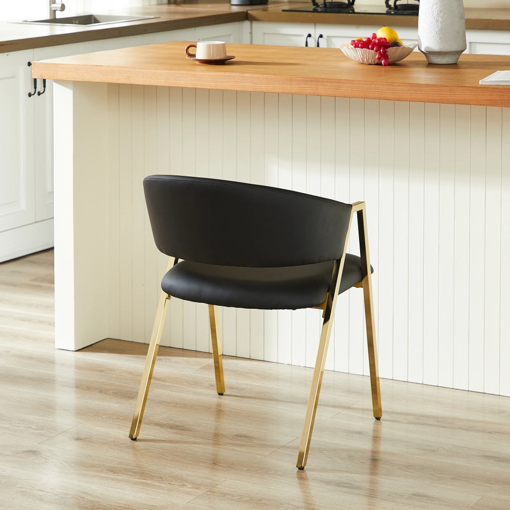 SEDIA con schienale ergonomico Nero struttura in metallo oro