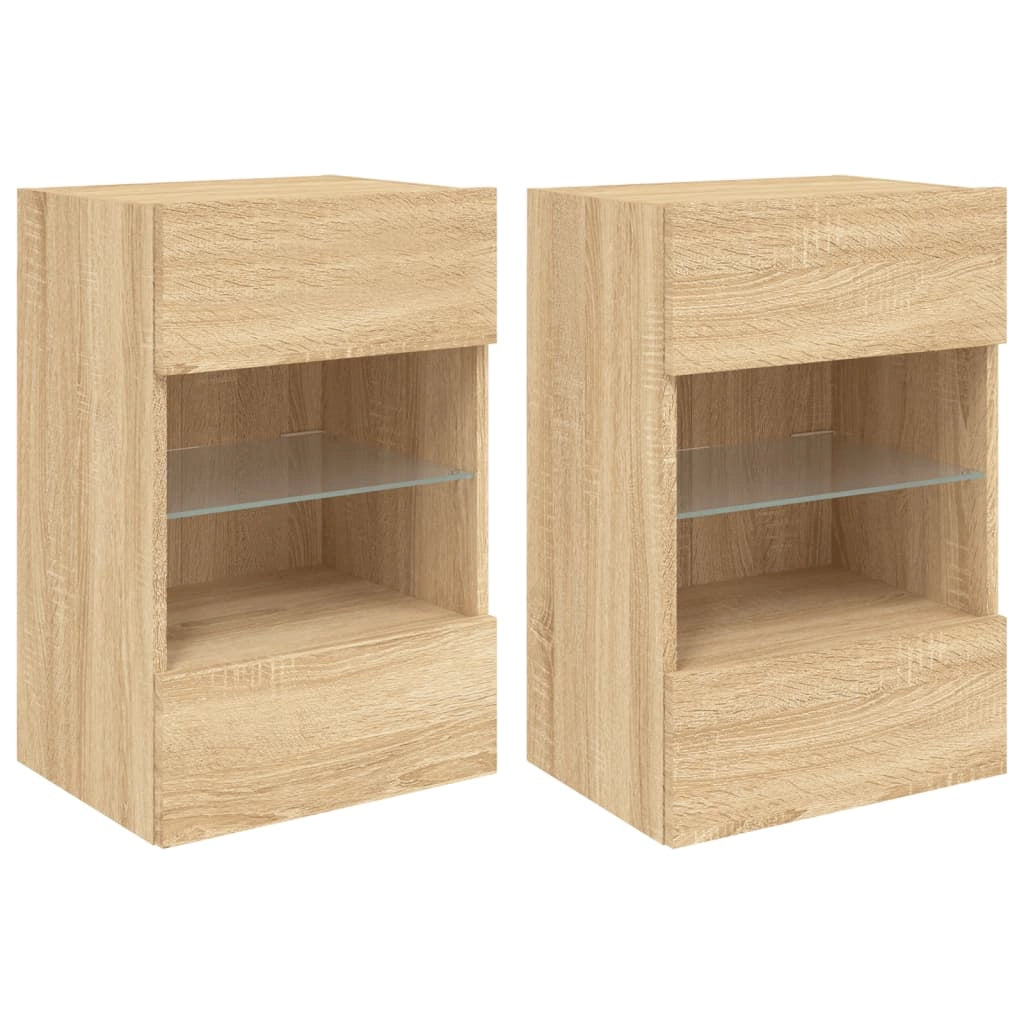 Mobile TV multimediale da parete mensola TV mobile TV sala da pranzo soggiorno camera da letto luci LED 2 pezzi rovere Sonoma 40 x 30 x 60,5 cm marrone 02_0029174