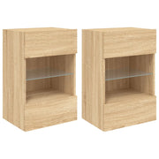 Mobile TV multimediale da parete mensola TV mobile TV sala da pranzo soggiorno camera da letto luci LED 2 pezzi rovere Sonoma 40 x 30 x 60,5 cm marrone 02_0029174