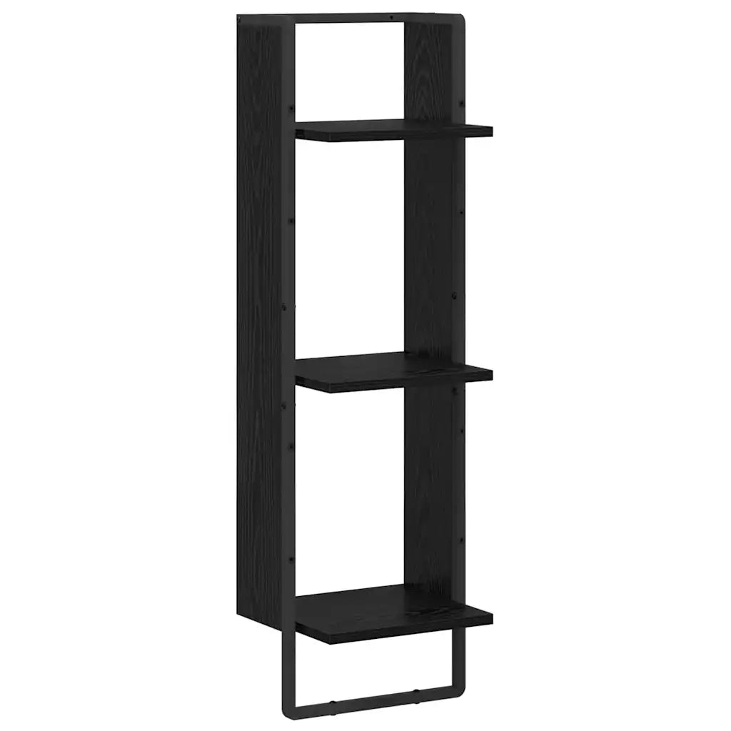 Scaffale da parete A parete Rovere Nero 30 x 25 x 100 cm 882843