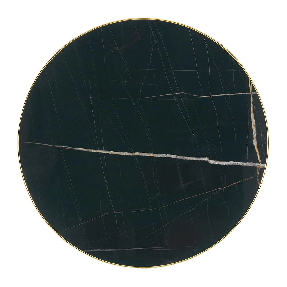 Tavolino Rotondo da Salotto ¨C MINIMAL ¨C Effetto Marmo, Struttura in Acciaio Dorato