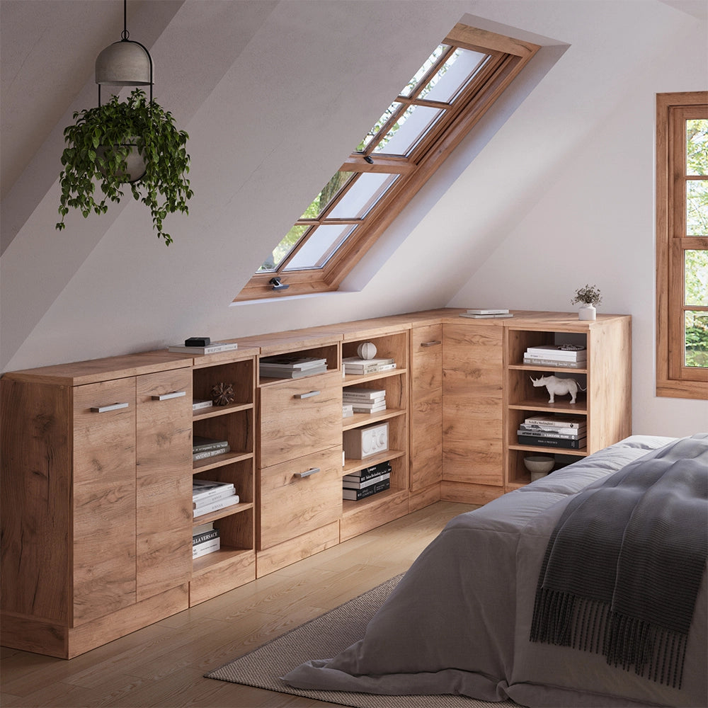 Mobile cucina angolare per sottotetto R-Line Rovere dorato/Rovere dorato 75.6 cm con 1 porta, carcassa dell’armadio profondità 60 cm Vicco
