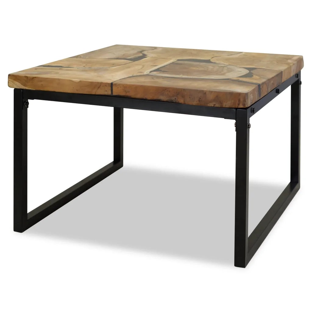 Tavolino da CaffÃ¨ in Legno di Teak e Resina 60x60x40 cm cod mxl 17833