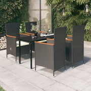 Set da Pranzo da Giardino 5 pz con Cuscini Nero 3099427