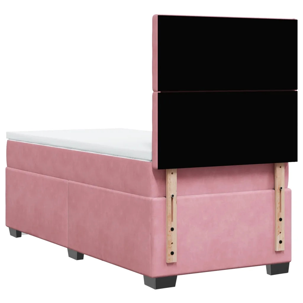 Giroletto a Molle con Materasso Rosa 90x190 cm in Velluto 3290803