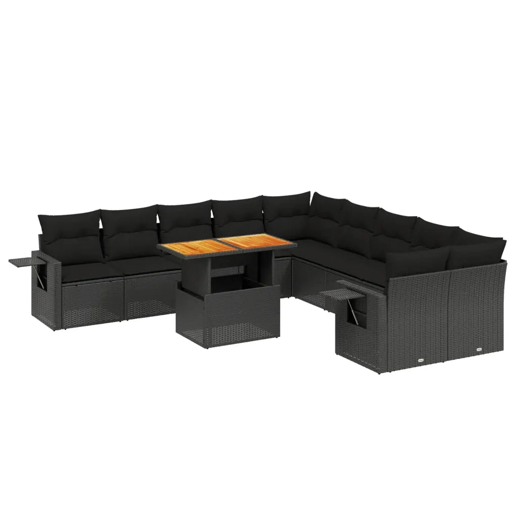 Set Divani da Giardino 11 pz con Cuscini in Polyrattan Nero 3271944