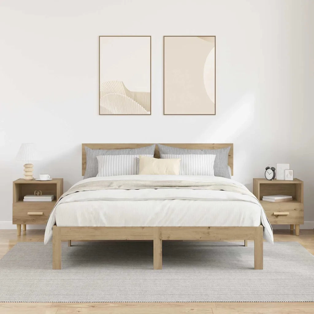 Armadio da Notte 2 pcs Rovere artigianale 40 x 35 x 47 cm