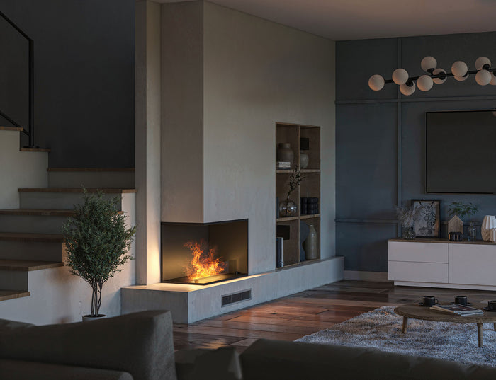 Camino a Vapore Elettrico Bifacciale Angolare a Sinistra 80x50x40 cm Invapo Corner L800 Nero