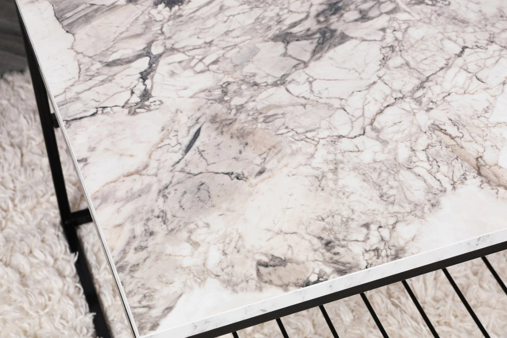Tavolino in legno "Asude" - 95 x 55 x 42 cm - Bianco