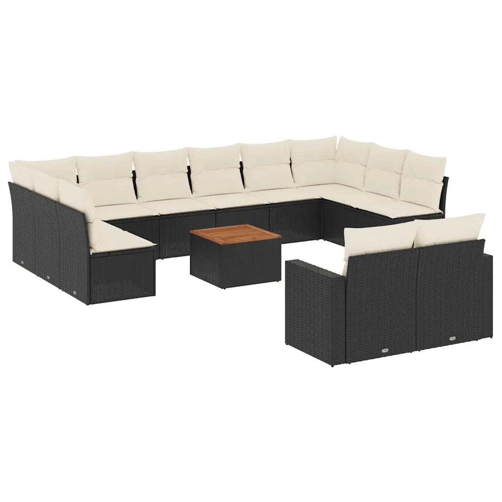 Set Divani da Giardino 13pz con Cuscini Nero in Polyrattan 3256686