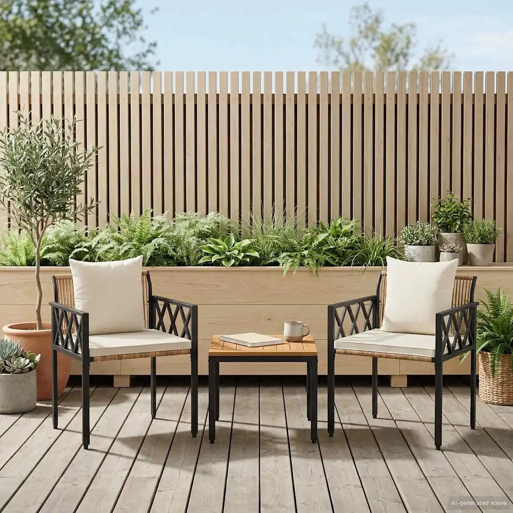 Set Mobili da Esterno 3 pz Marrone e Bianco Crema polyrattan 42025349