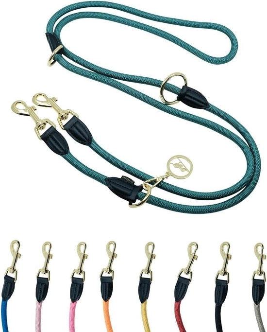 Cintura per cani adattabile 2 metri - velluto - cani grandi e medi - paracord - verde bosco - 22 metri x 11 cm