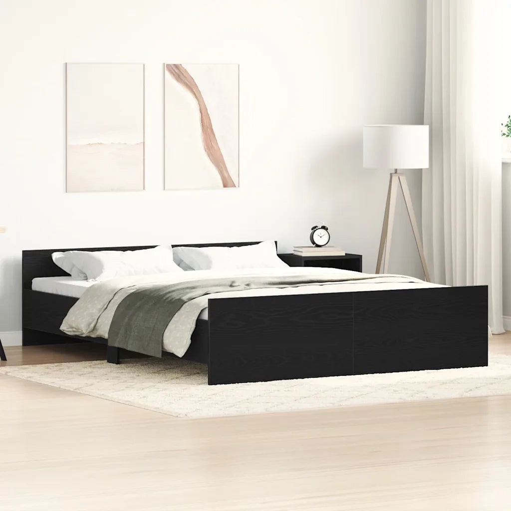 Giroletto senza Materasso Rovere Nero 160x200 cm Truciolato 3329321