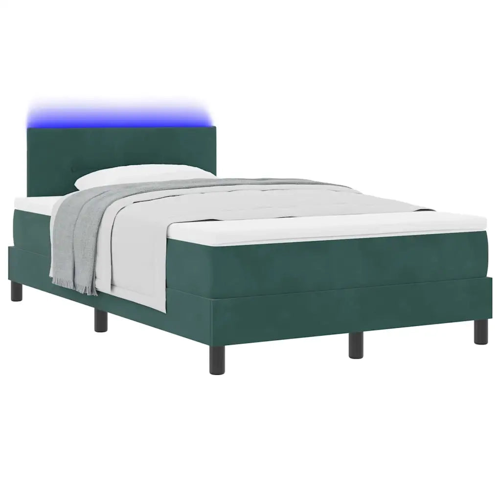 Letto a Sorgente LED con led Verde Scuro 120 x 200 cm Velluto
