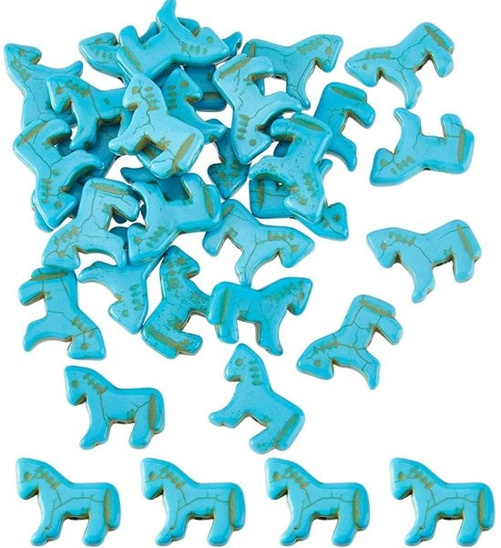 Accessori per animali da 30 pezzi - Pendenti in turquesa sintetica - Stile vintage Zuni - Decorazioni intagliate - Attività di ricamo - Tema animali