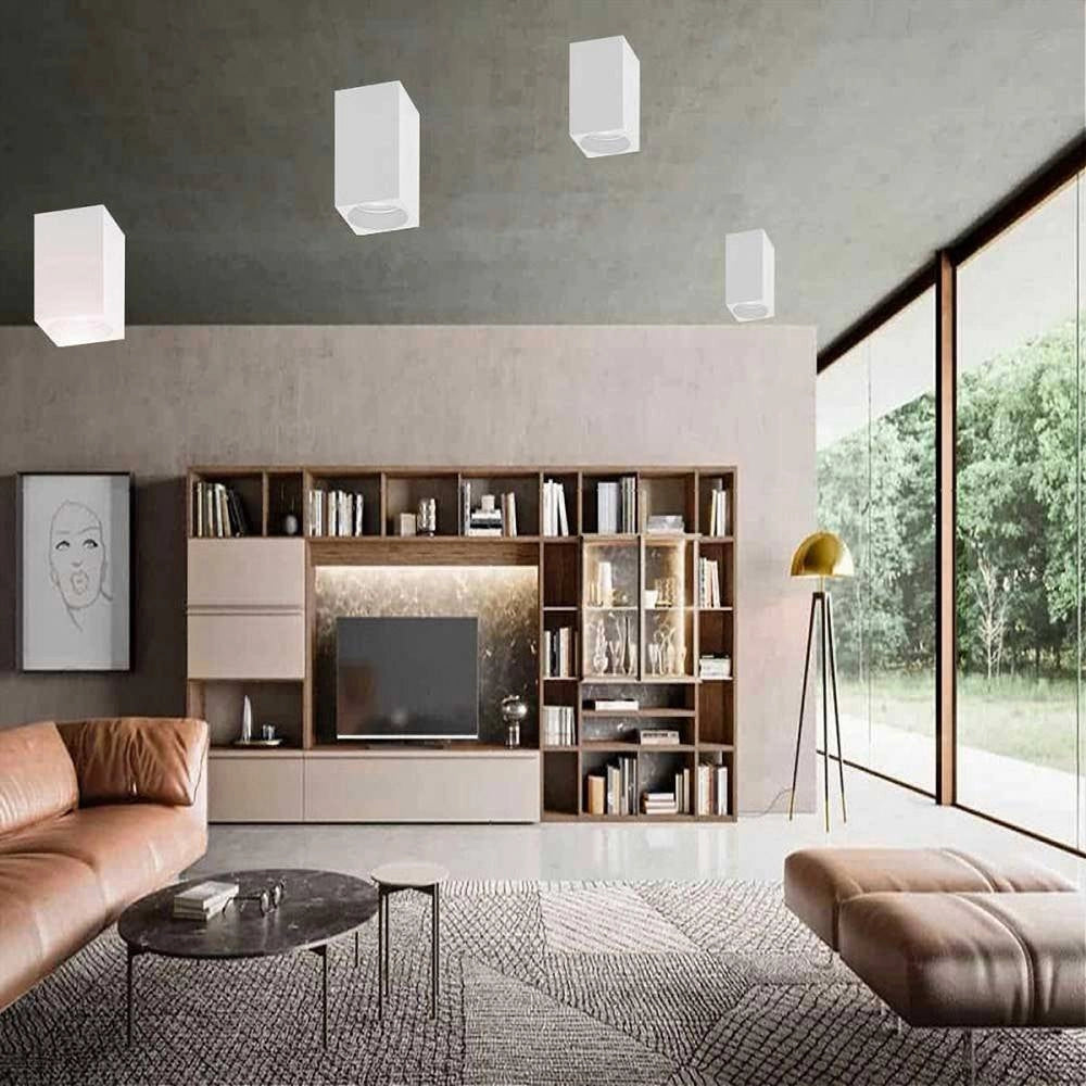 Trade Shop - Porta Faretto Applique Soffitto In Gesso Verniciabile Forma Cubo Gu10 Gs-c140-q -