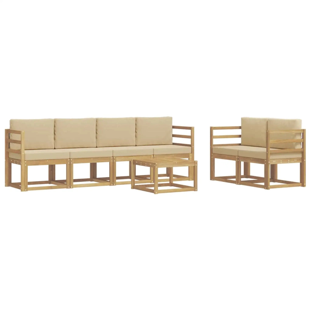 Set di divani da esterno con cuscino 7 pcs Bianco e Beige