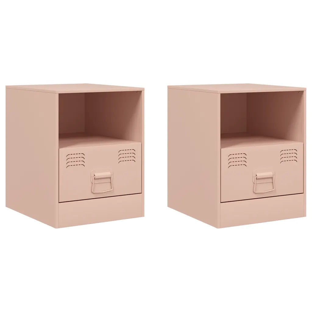 Comodini 2 pz-Set di 2 Tavolino da notte Rosa 34,5x39x44 cm in Acciaio 612221