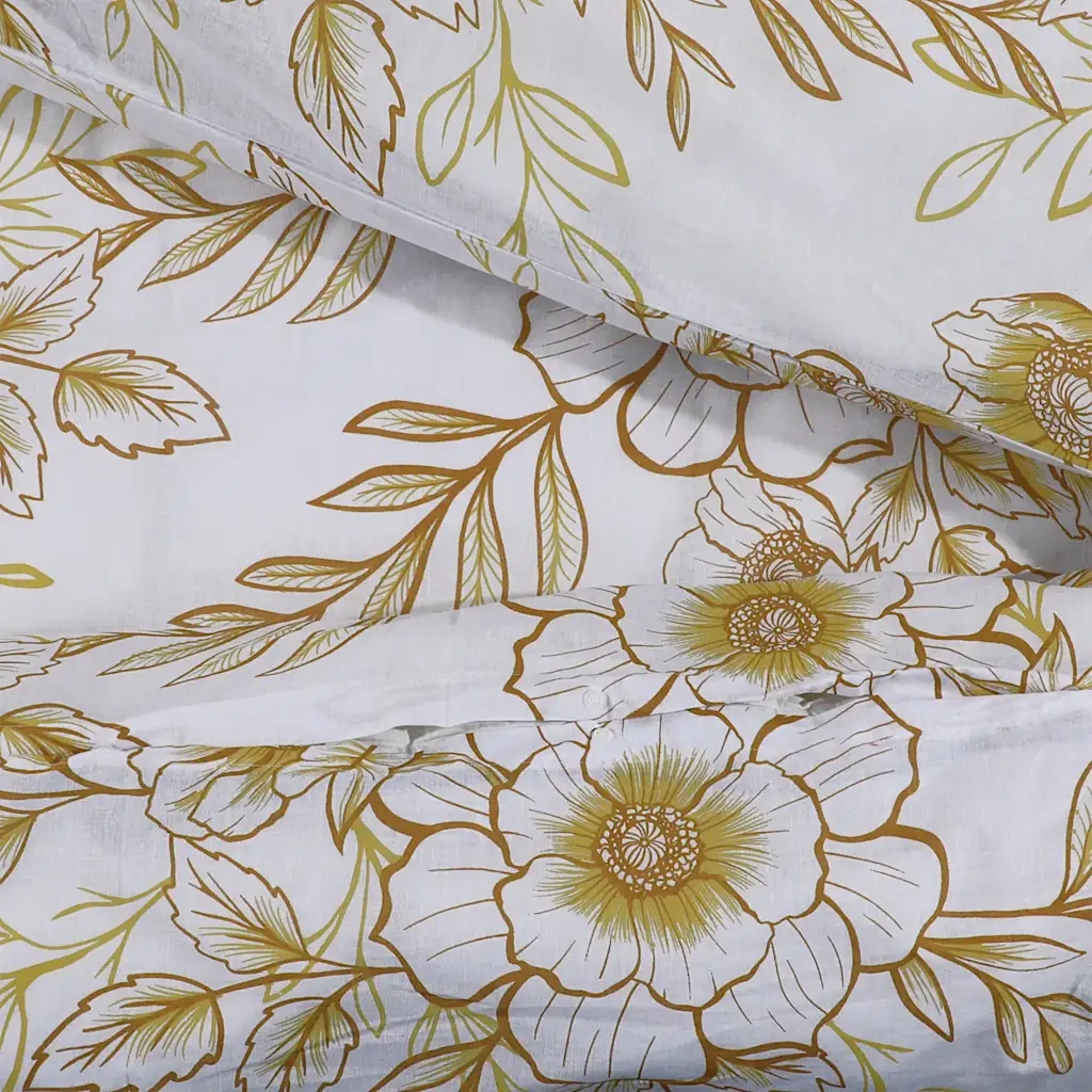 Set Copripiumino Bianco e Marrone 260x220 cm in Cotone