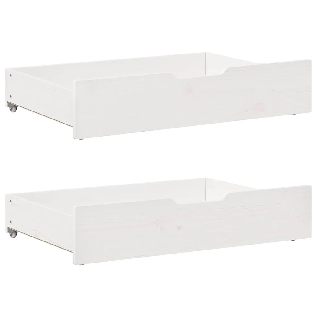 Dormeuse con Cassetti Bianco 90x200 cm Legno Massello di Pino 3302145