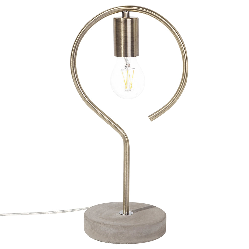 Lampada da Tavolo Colore Ottone Metallo Base Cemento Industriale