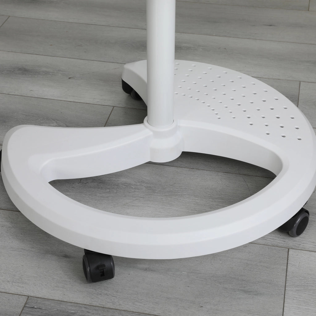 Lavagna magnetica in vetro temperato bianco 90 x 60 cm, regolabile in altezza e inclinazione, con ruote bloccabili