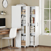 LIBRERIA Estensibile con Ruote 51,5x41x158 cm in MDF Bianca