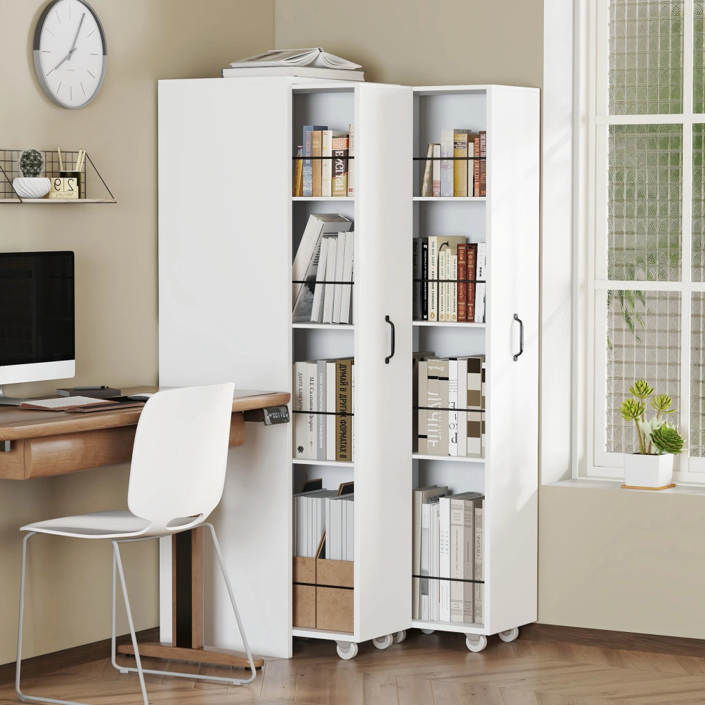 LIBRERIA Estensibile con Ruote 51,5x41x158 cm in MDF Bianca