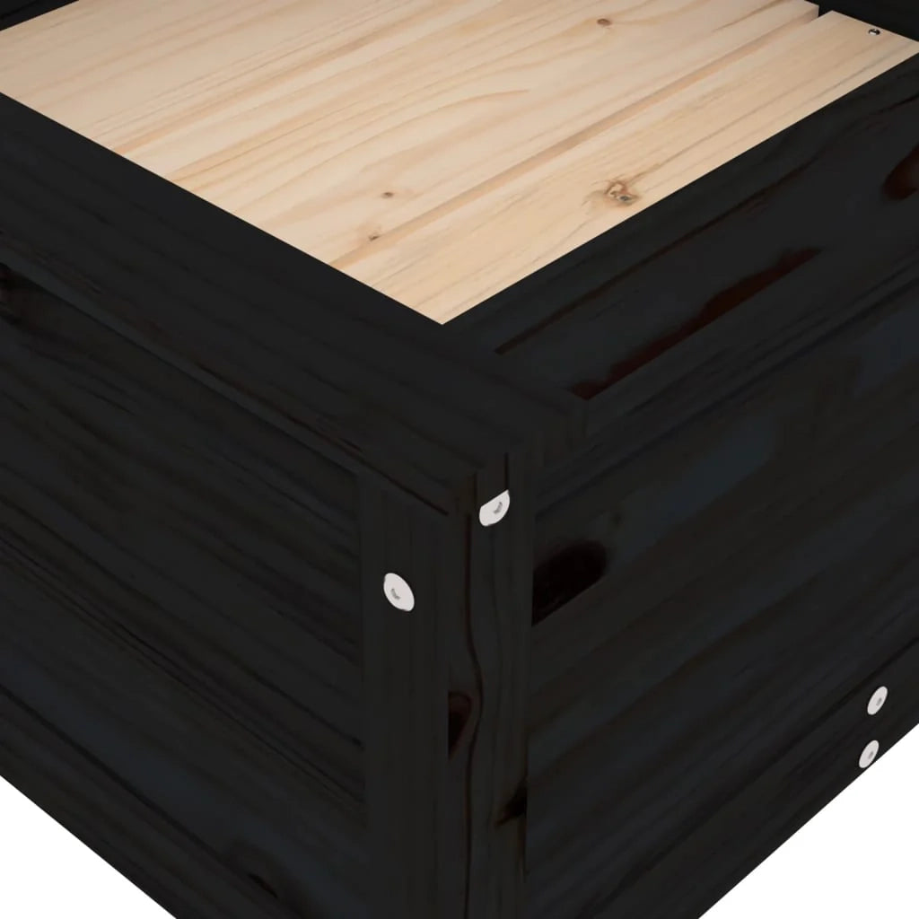 Fioriera rialzata per piante e fiori terrazza giardino 82,5 x 82,5 x 39 cm legno massello di pino nero 02_0037946