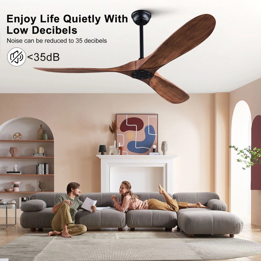 Ventilatore da soffitto 52 pollici senza luce, 6 velocit¨¤, motore DC reversibile silenzioso, moderno con telecomando, interni/esterni